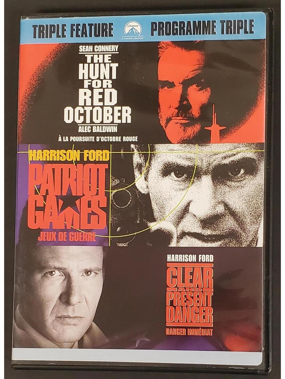 The Hunt for Red October Patriot Games Clear and Present Danger DVD Set - VG